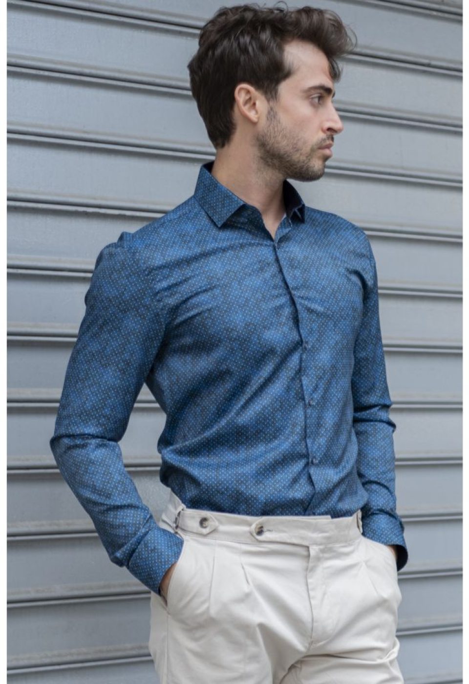 Slim Fit Uzun Kol Desenli Dijital Baskılı Erkek Gömlek 3GMK316040003 - Giovanni Fratelli