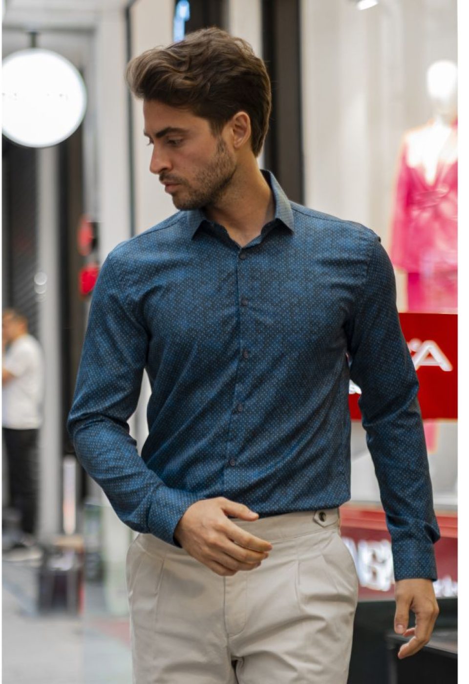 Slim Fit Uzun Kol Desenli Dijital Baskılı Erkek Gömlek 3GMK316040003 - Giovanni Fratelli