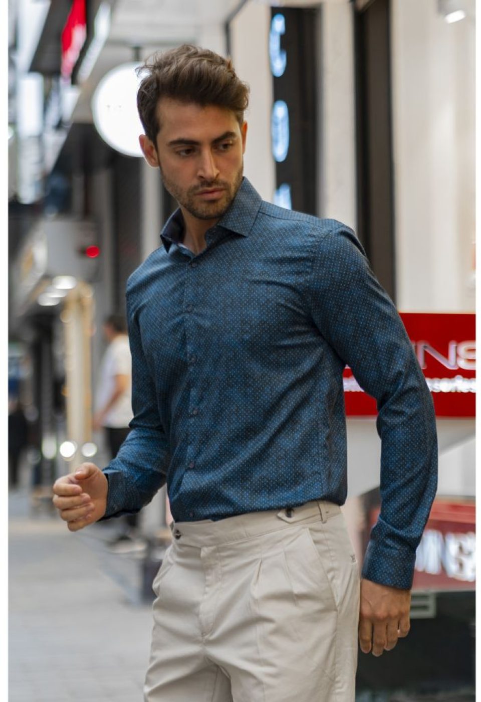 Slim Fit Uzun Kol Desenli Dijital Baskılı Erkek Gömlek 3GMK316040003 - Giovanni Fratelli