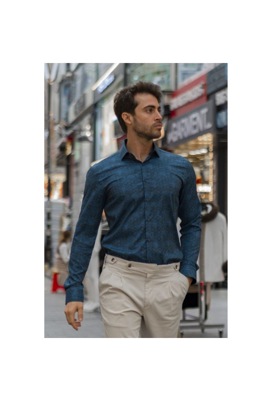 Slim Fit Uzun Kol Desenli Dijital Baskılı Erkek Gömlek 3GMK316040003 - Giovanni Fratelli