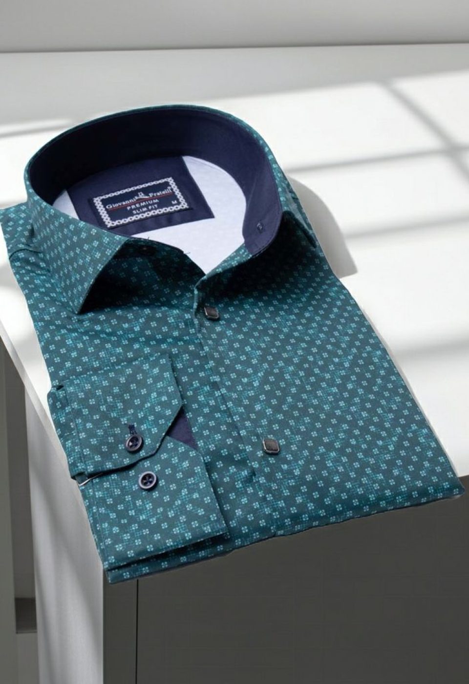 Slim Fit Uzun Kol Desenli Dijital Baskılı Erkek Gömlek 3GMK316040011