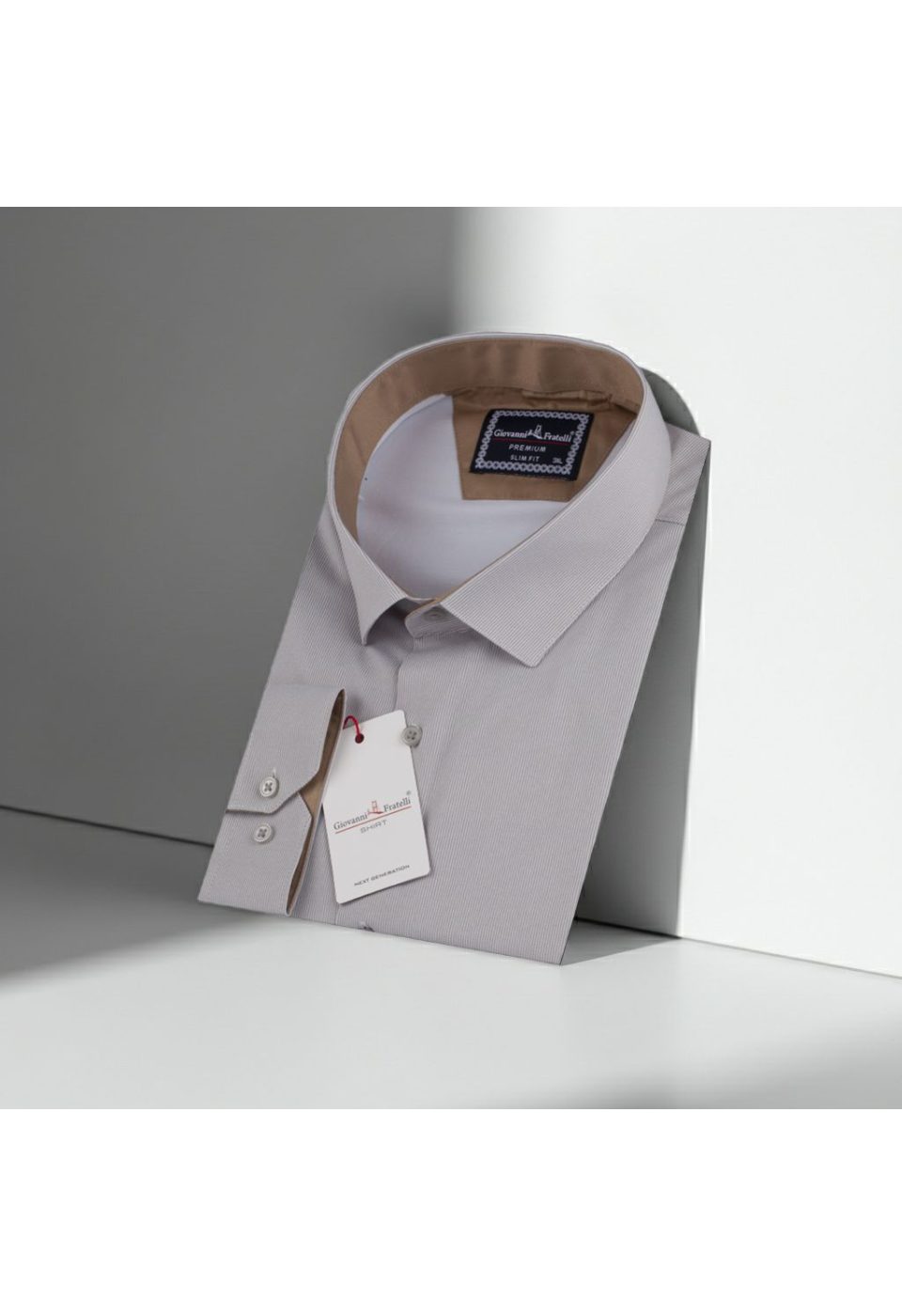 6041 BT CR SATIN 006 Büyük Beden Slim Fit Uzun Kol Desenli Saten Erkek Gömlek 4GMK316041006 - Giovanni Fratelli
