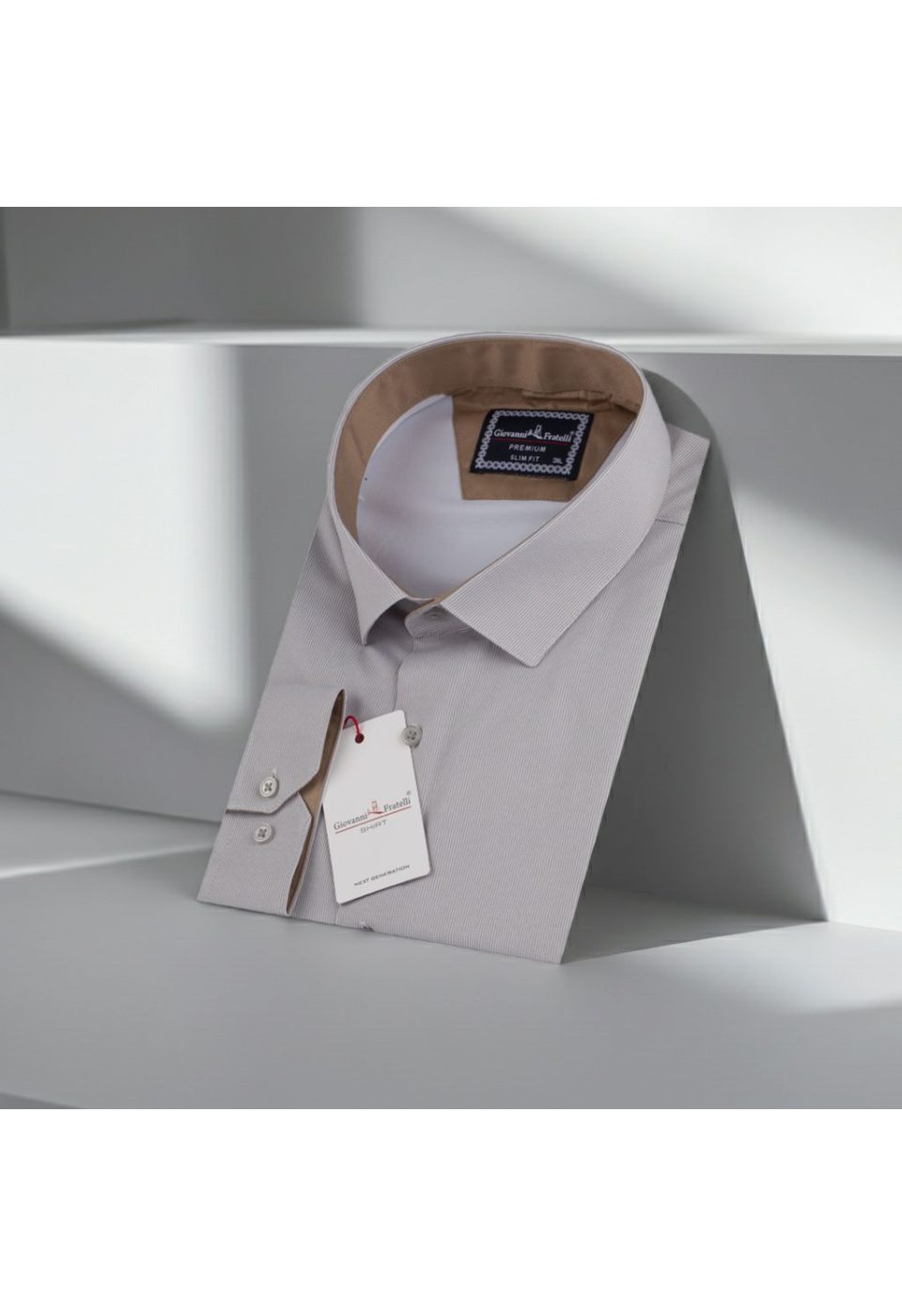 6041 BT CR SATIN 006 Büyük Beden Slim Fit Uzun Kol Desenli Saten Erkek Gömlek 4GMK316041006 - Giovanni Fratelli