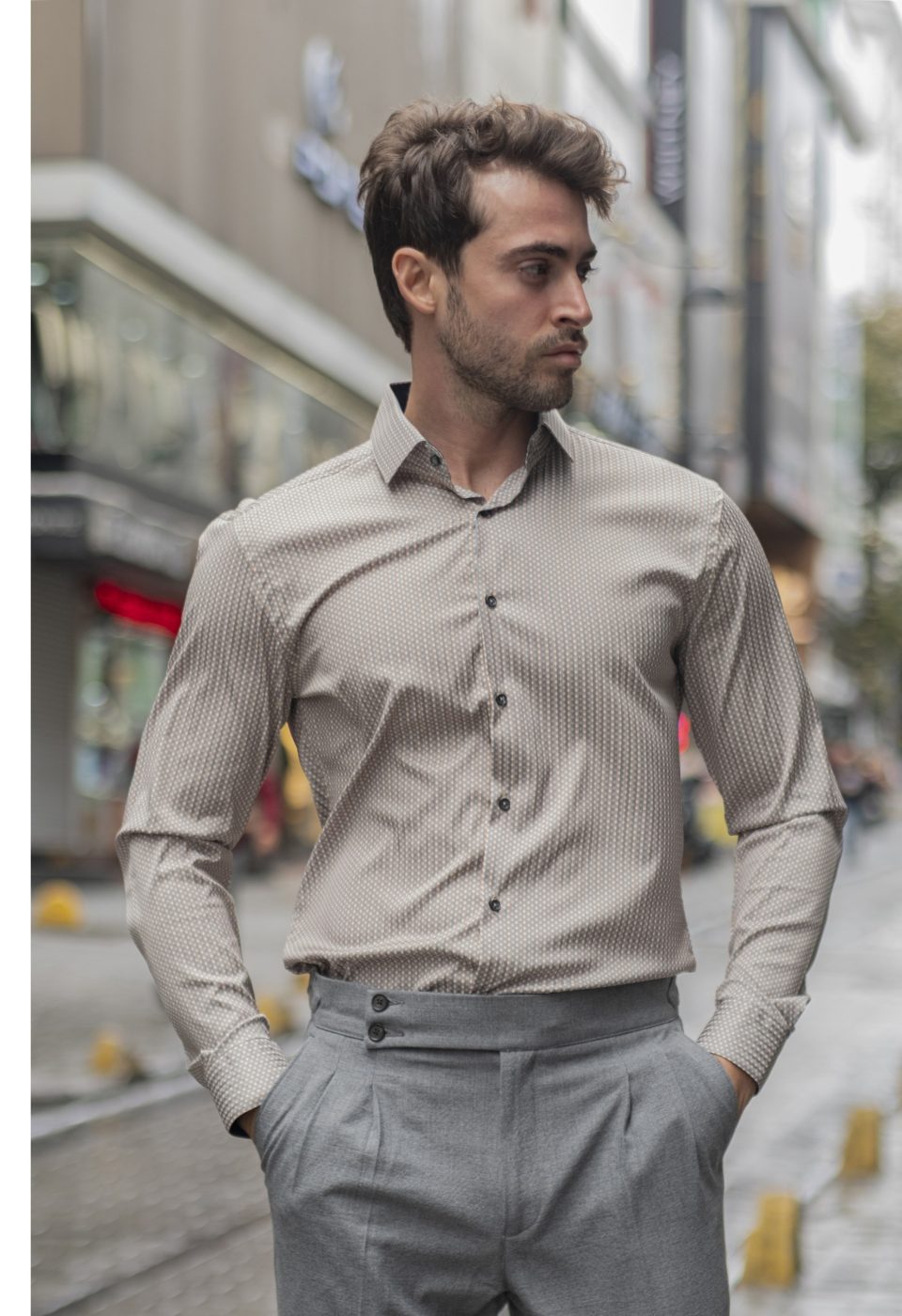 Slim Fit Uzun Kol Desenli Dijital Baskılı Erkek Gömlek 3GMK316048004 - Giovanni Fratelli