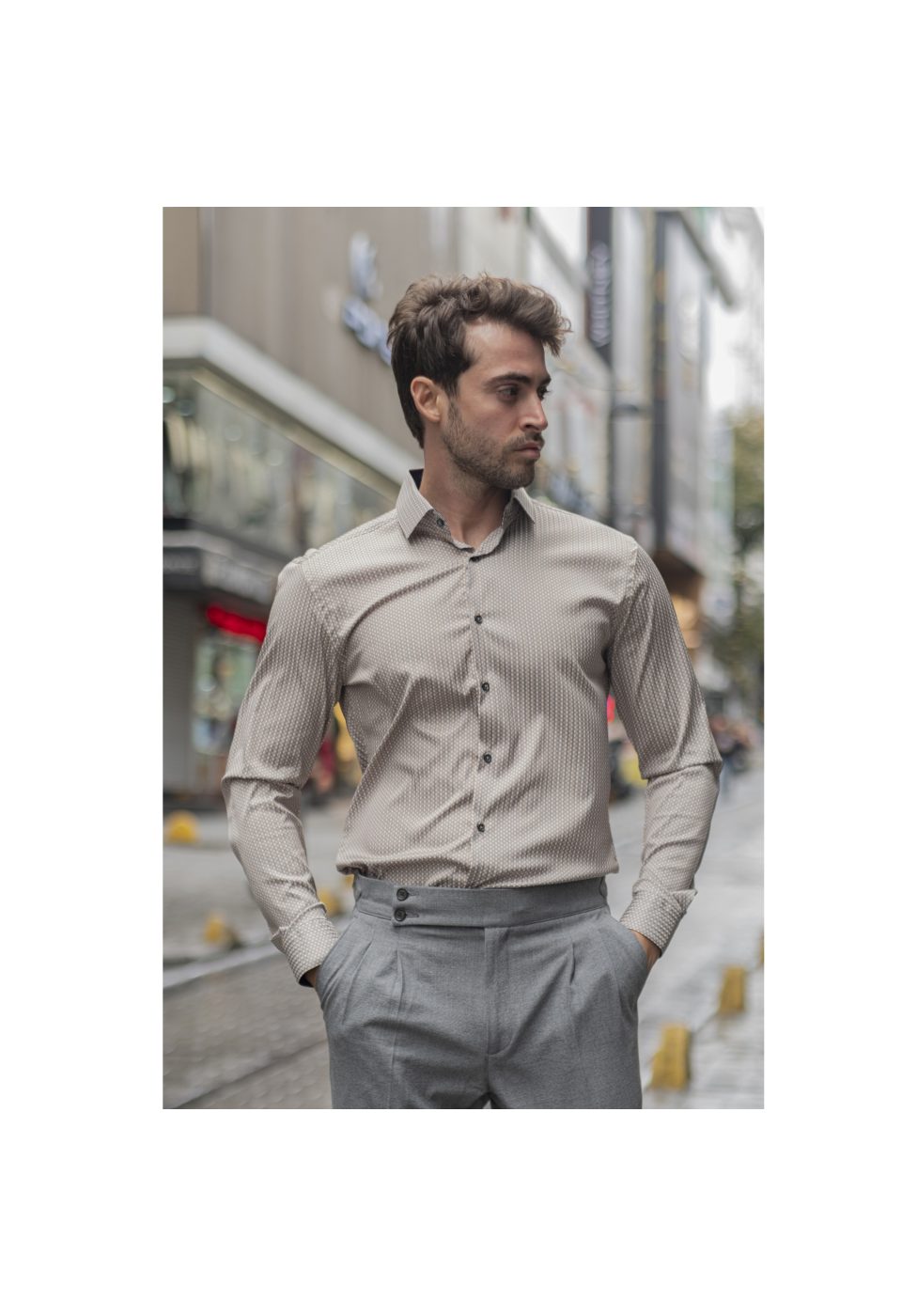 Slim Fit Uzun Kol Desenli Dijital Baskılı Erkek Gömlek 3GMK316048004 - Giovanni Fratelli