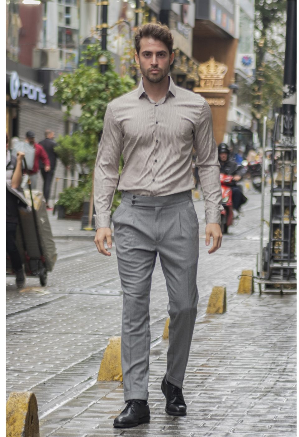 Slim Fit Uzun Kol Desenli Dijital Baskılı Erkek Gömlek 3GMK316048004 - Giovanni Fratelli