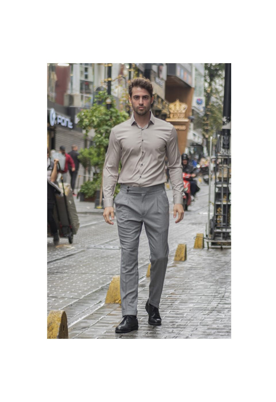 Slim Fit Uzun Kol Desenli Dijital Baskılı Erkek Gömlek 3GMK316048004 - Giovanni Fratelli