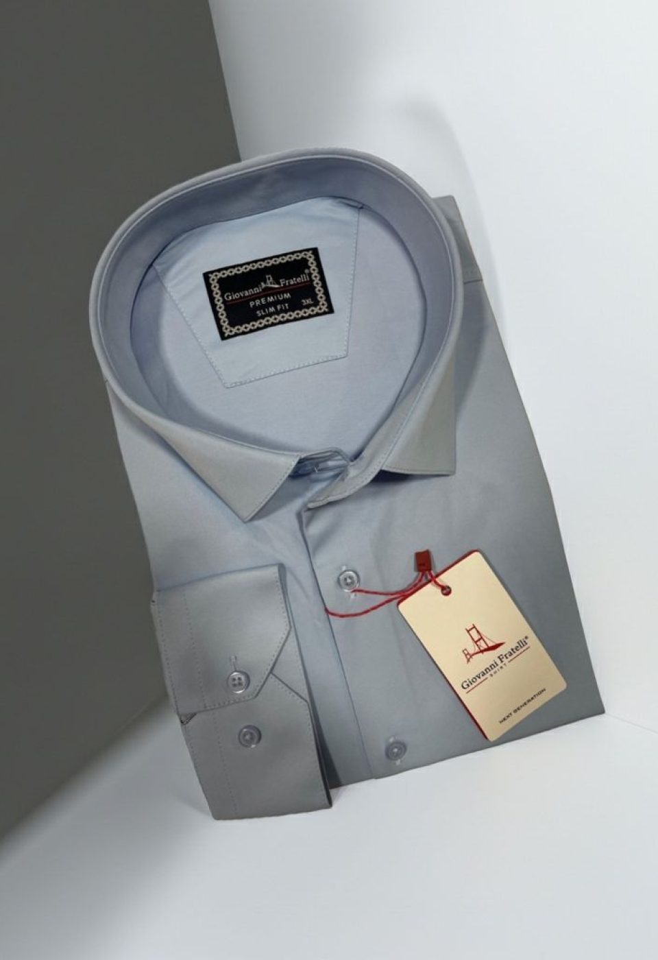 Büyük Beden Slim Fit Uzun Kol Düz Renk Saten Erkek Gömlek 4GMK316051002
