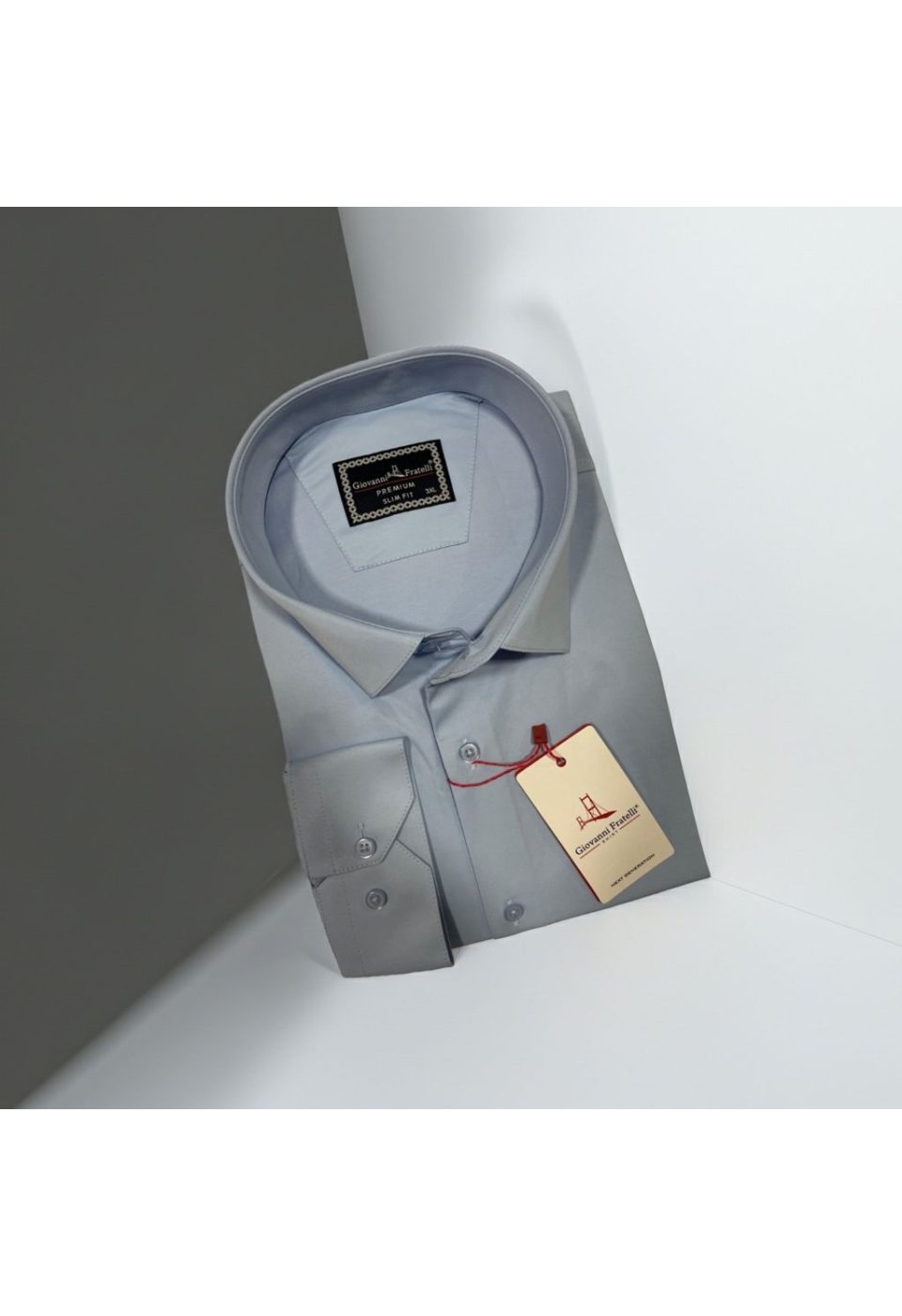 Büyük Beden Slim Fit Uzun Kol Düz Renk Saten Erkek Gömlek 4GMK316051002 - Giovanni Fratelli