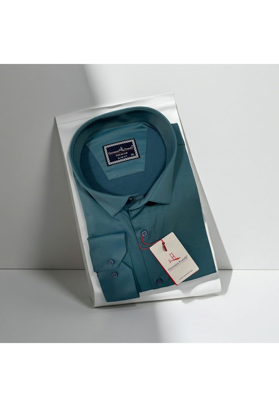 Büyük Beden Slim Fit Uzun Kol Düz Renk Saten Erkek Gömlek 4GMK316051004 - Giovanni Fratelli