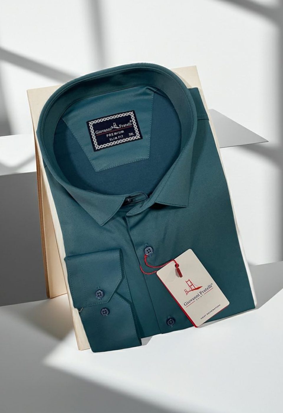 Büyük Beden Slim Fit Uzun Kol Düz Renk Saten Erkek Gömlek 4GMK316051004 - Giovanni Fratelli
