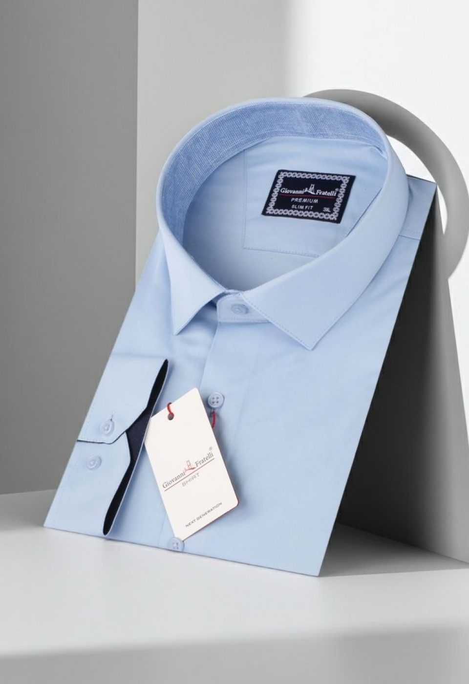 Büyük Beden Slim Fit Uzun Kol Düz Renk Saten Erkek Gömlek 4GMK316051005 - Giovanni Fratelli