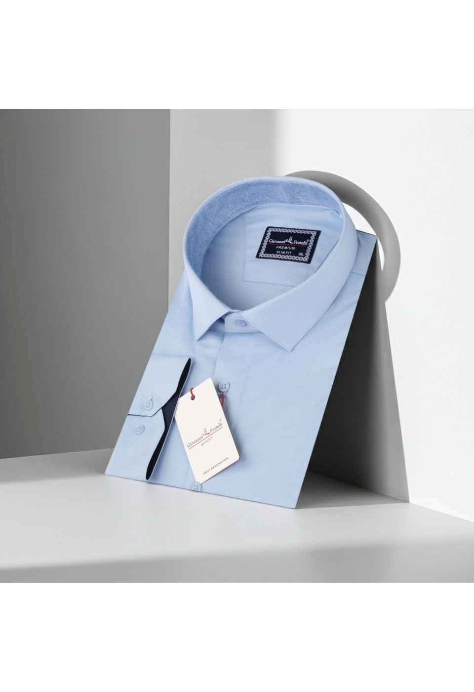 Büyük Beden Slim Fit Uzun Kol Düz Renk Saten Erkek Gömlek 4GMK316051005 - Giovanni Fratelli
