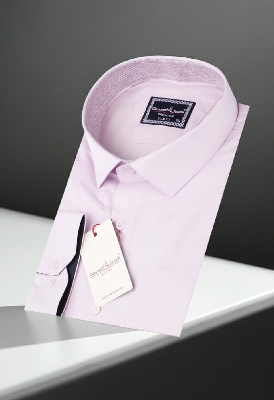 Büyük Beden Slim Fit Uzun Kol Düz Renk Saten Erkek Gömlek 4GMK316051006 - Giovanni Fratelli