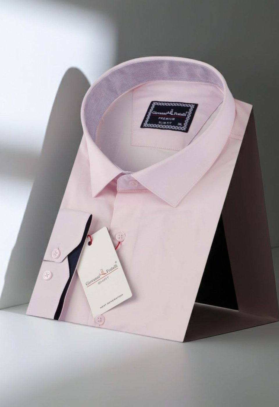 Büyük Beden Slim Fit Uzun Kol Düz Renk Saten Erkek Gömlek 4GMK316051007 - Giovanni Fratelli