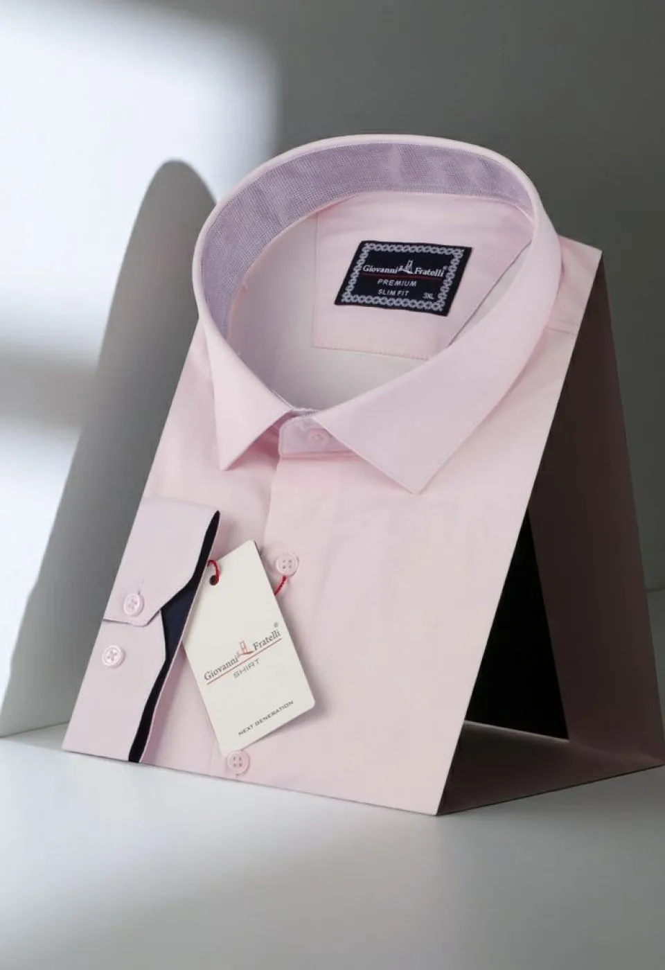 Büyük Beden Slim Fit Uzun Kol Düz Renk Saten Erkek Gömlek 4GMK316051007 - Giovanni Fratelli