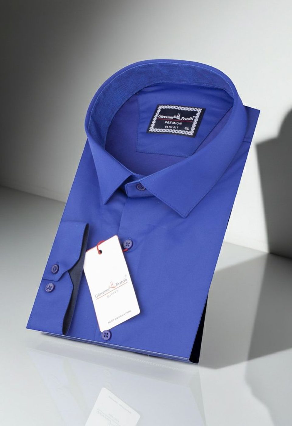 Büyük Beden Slim Fit Uzun Kol Düz Renk Saten Erkek Gömlek 4GMK316051010 - Giovanni Fratelli
