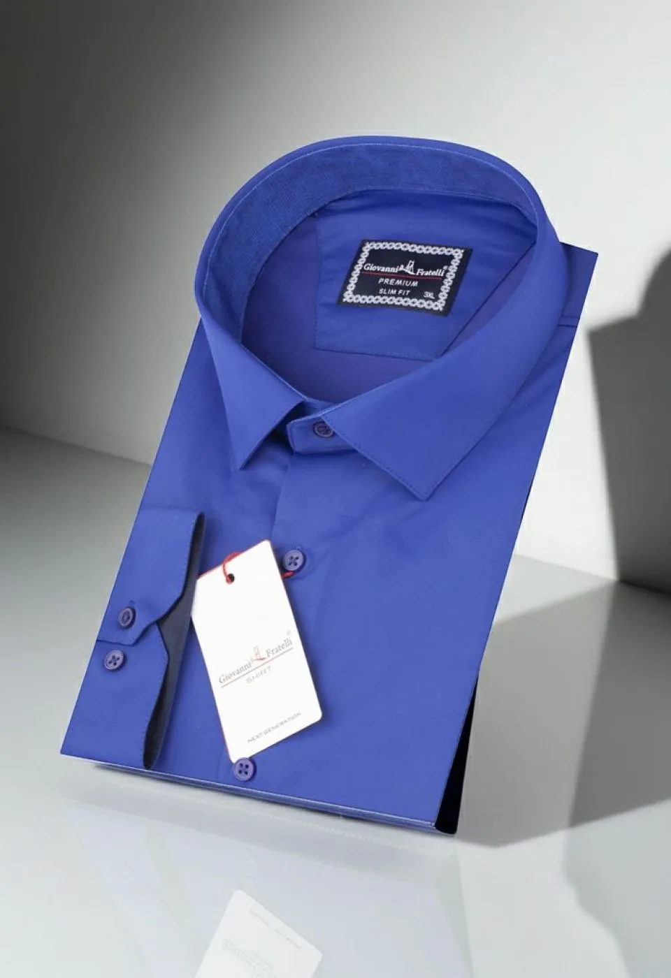 Büyük Beden Slim Fit Uzun Kol Düz Renk Saten Erkek Gömlek 4GMK316051010 - Giovanni Fratelli