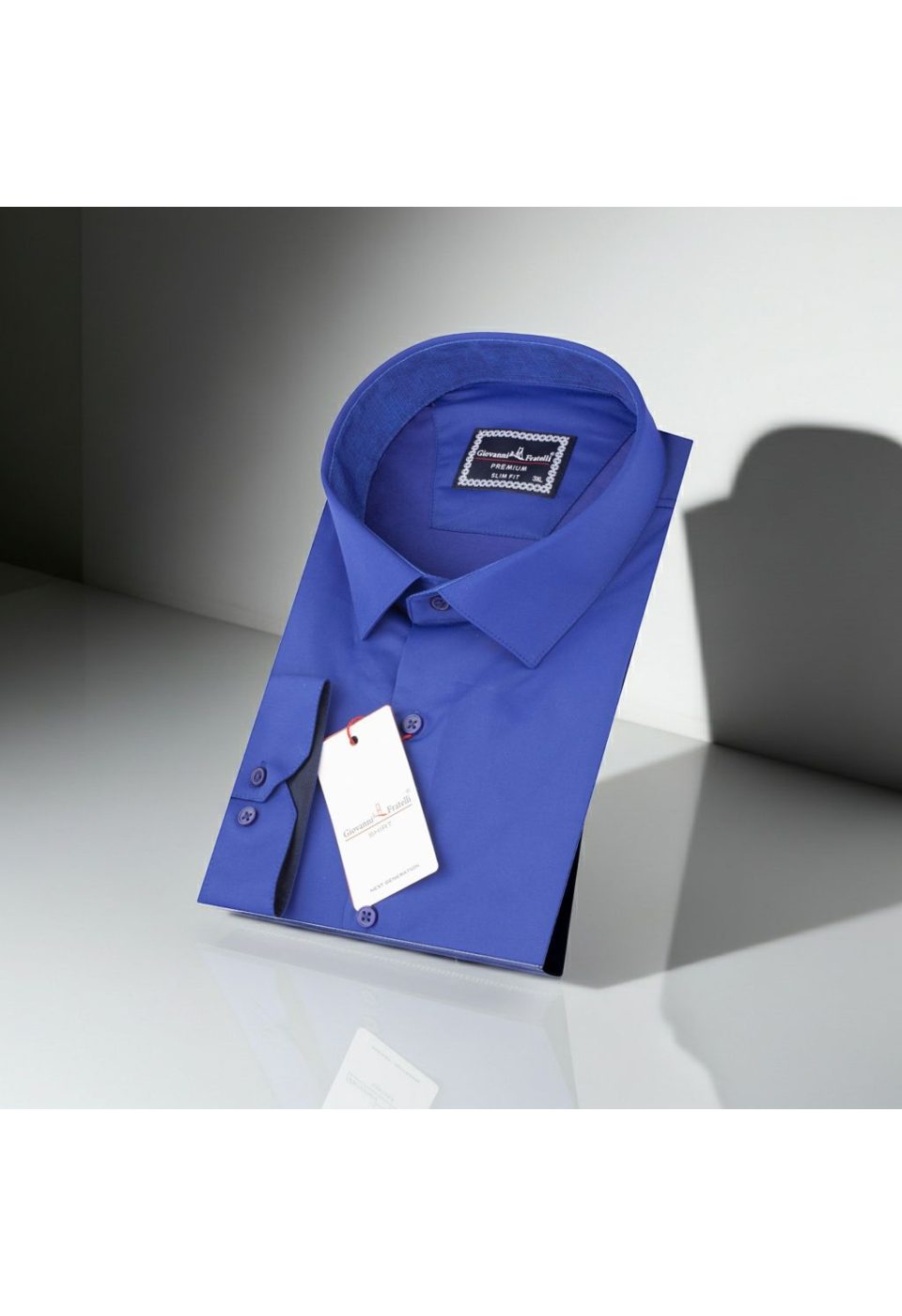 Büyük Beden Slim Fit Uzun Kol Düz Renk Saten Erkek Gömlek 4GMK316051010 - Giovanni Fratelli