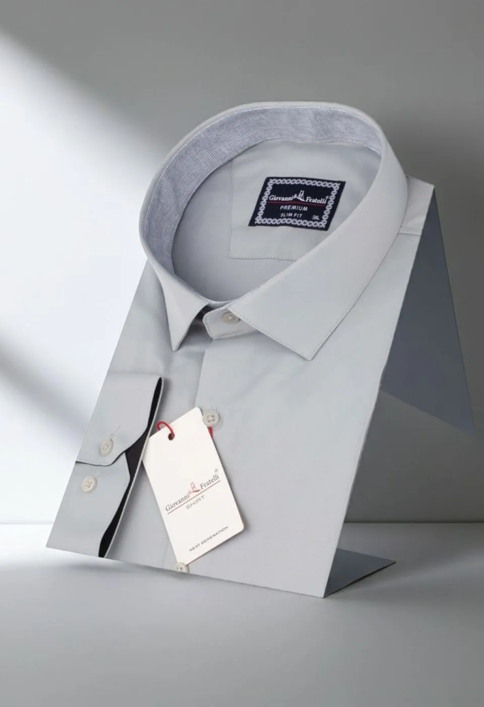 Büyük Beden Slim Fit Uzun Kol Düz Renk Saten Erkek Gömlek 4GMK316051011 - Giovanni Fratelli