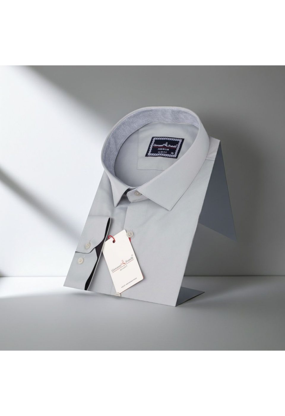 Büyük Beden Slim Fit Uzun Kol Düz Renk Saten Erkek Gömlek 4GMK316051011 - Giovanni Fratelli