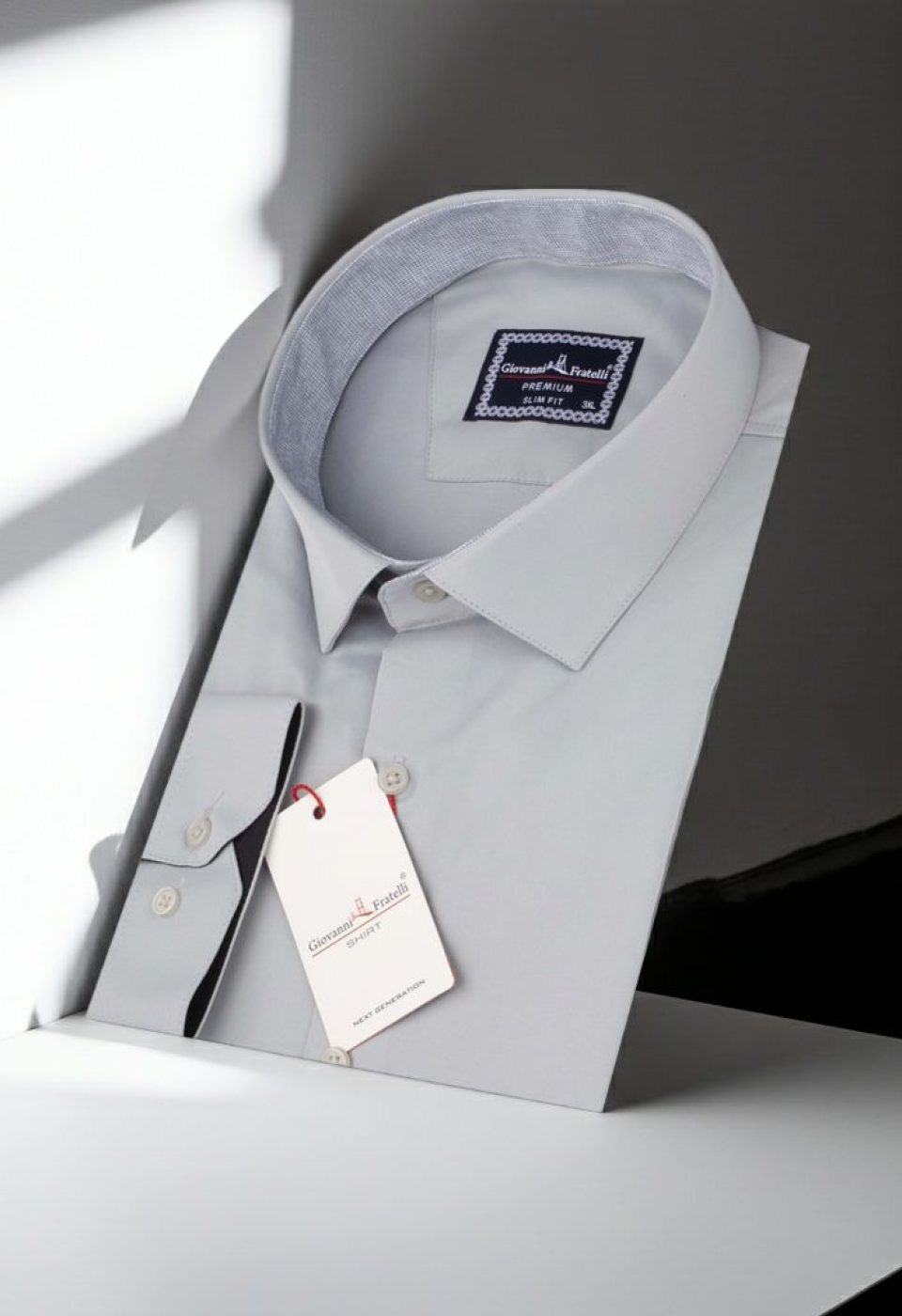 Büyük Beden Slim Fit Uzun Kol Düz Renk Saten Erkek Gömlek 4GMK316051011 - Giovanni Fratelli