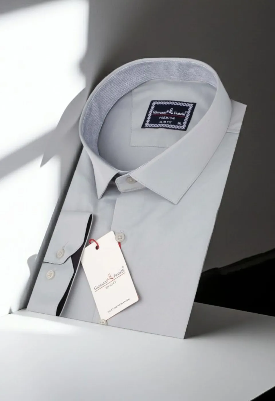 Büyük Beden Slim Fit Uzun Kol Düz Renk Saten Erkek Gömlek 4GMK316051011 - Giovanni Fratelli