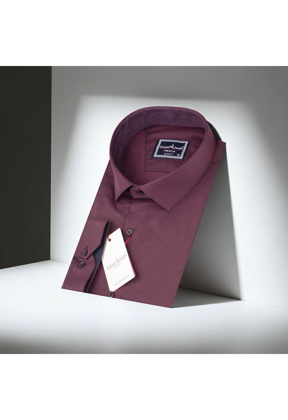 Büyük Beden Slim Fit Uzun Kol Düz Renk Saten Erkek Gömlek 4GMK316051012 - Giovanni Fratelli