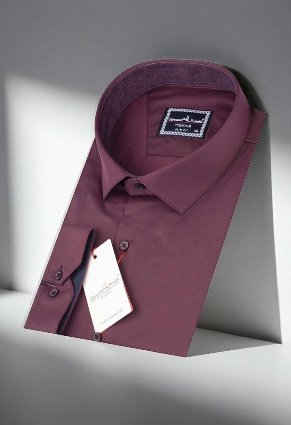 Büyük Beden Slim Fit Uzun Kol Düz Renk Saten Erkek Gömlek 4GMK316051012 - Giovanni Fratelli