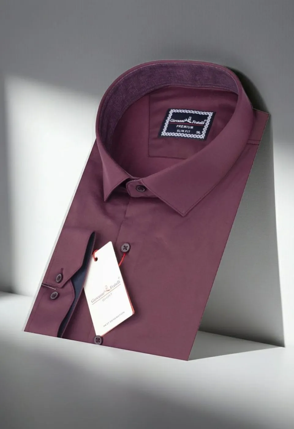 Büyük Beden Slim Fit Uzun Kol Düz Renk Saten Erkek Gömlek 4GMK316051012 - Giovanni Fratelli