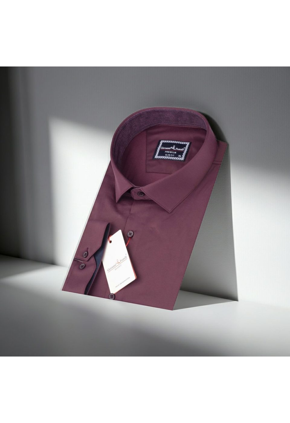 Büyük Beden Slim Fit Uzun Kol Düz Renk Saten Erkek Gömlek 4GMK316051012 - Giovanni Fratelli