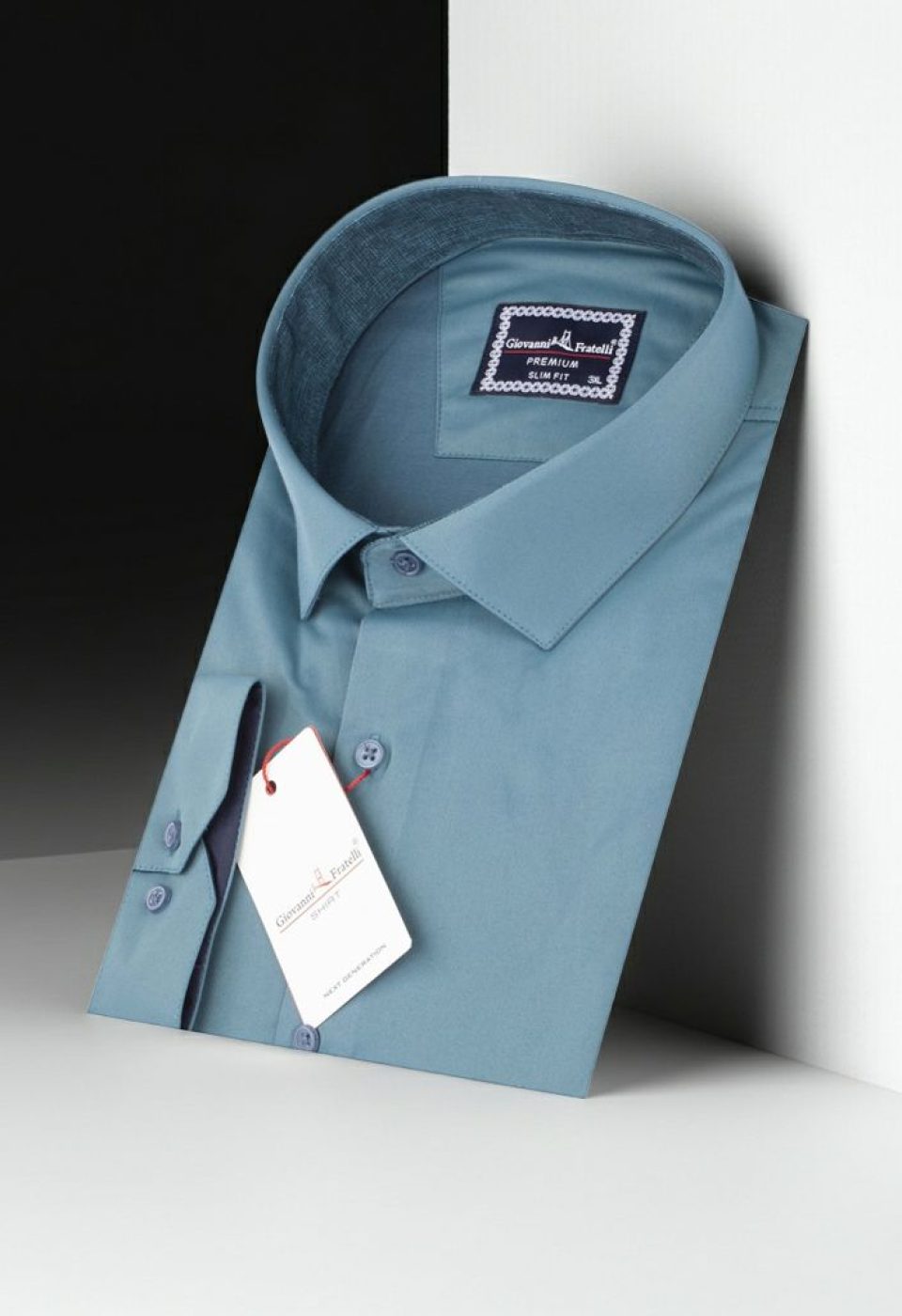 Büyük Beden Slim Fit Uzun Kol Düz Renk Saten Erkek Gömlek 4GMK316051013 - Giovanni Fratelli
