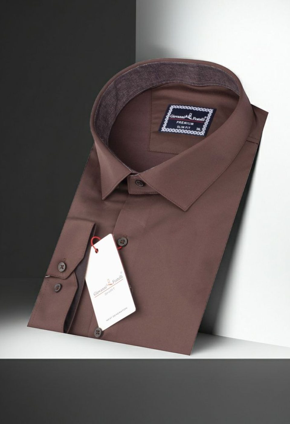 Büyük Beden Slim Fit Uzun Kol Düz Renk Saten Erkek Gömlek 4GMK316051014 - Giovanni Fratelli