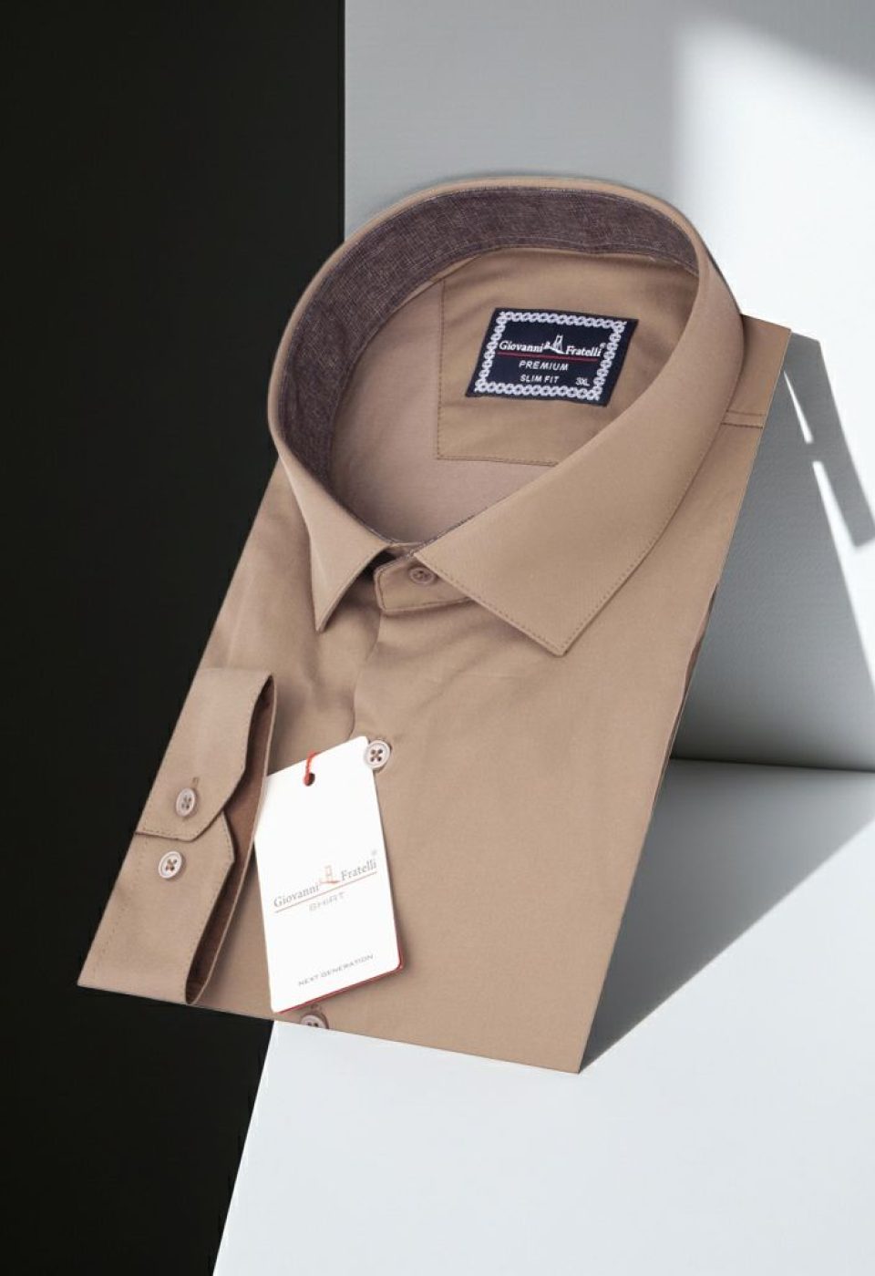 Büyük Beden Slim Fit Uzun Kol Düz Renk Saten Erkek Gömlek 4GMK316051015 - Giovanni Fratelli