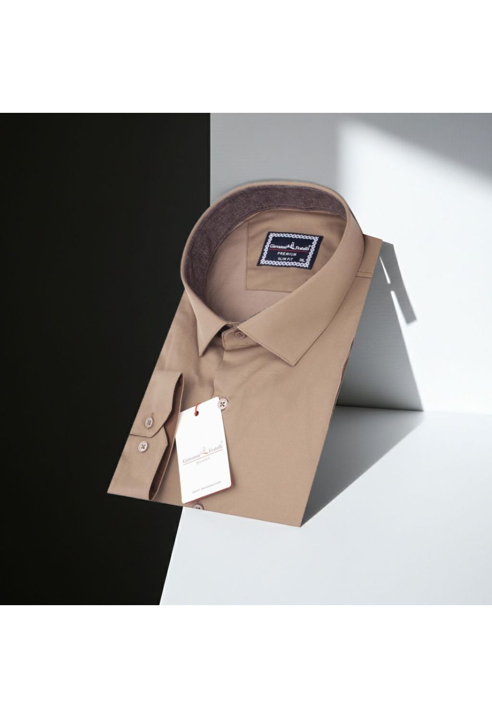 Büyük Beden Slim Fit Uzun Kol Düz Renk Saten Erkek Gömlek 4GMK316051015 - Giovanni Fratelli