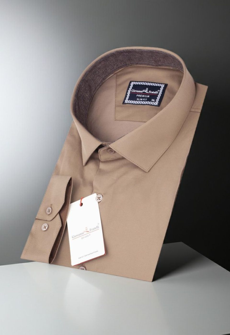 Büyük Beden Slim Fit Uzun Kol Düz Renk Saten Erkek Gömlek 4GMK316051015