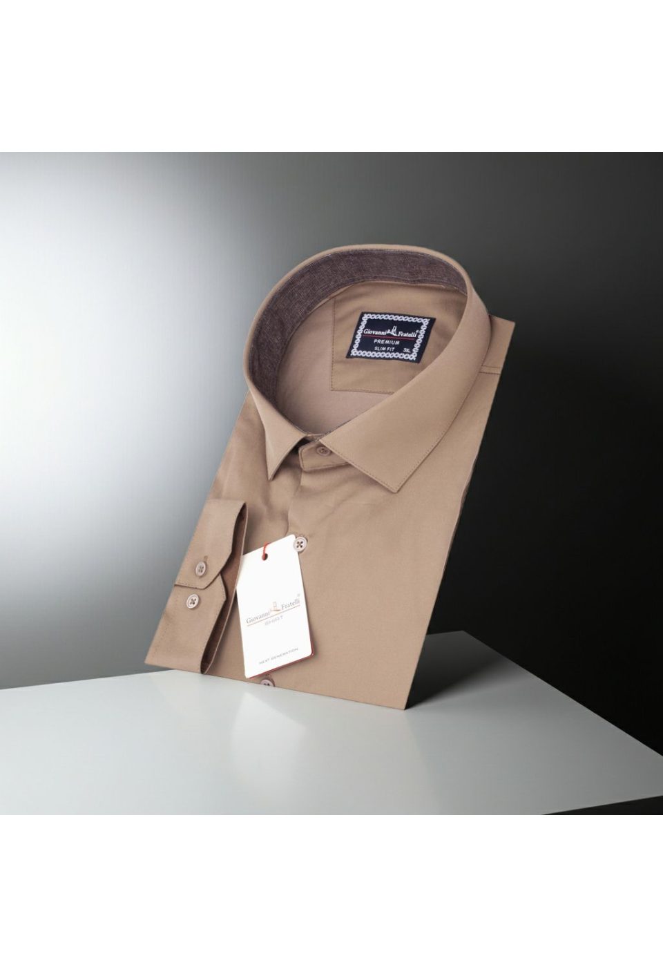 Büyük Beden Slim Fit Uzun Kol Düz Renk Saten Erkek Gömlek 4GMK316051015 - Giovanni Fratelli