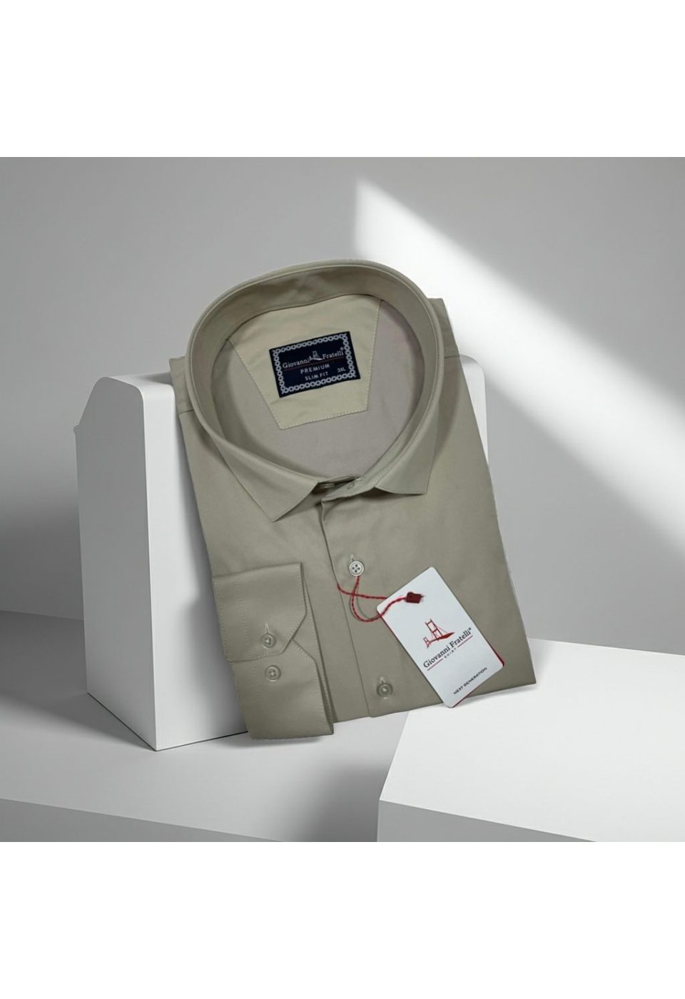 Büyük Beden Slim Fit Uzun Kol Düz Renk Saten Erkek Gömlek 4GMK316051016 - Giovanni Fratelli