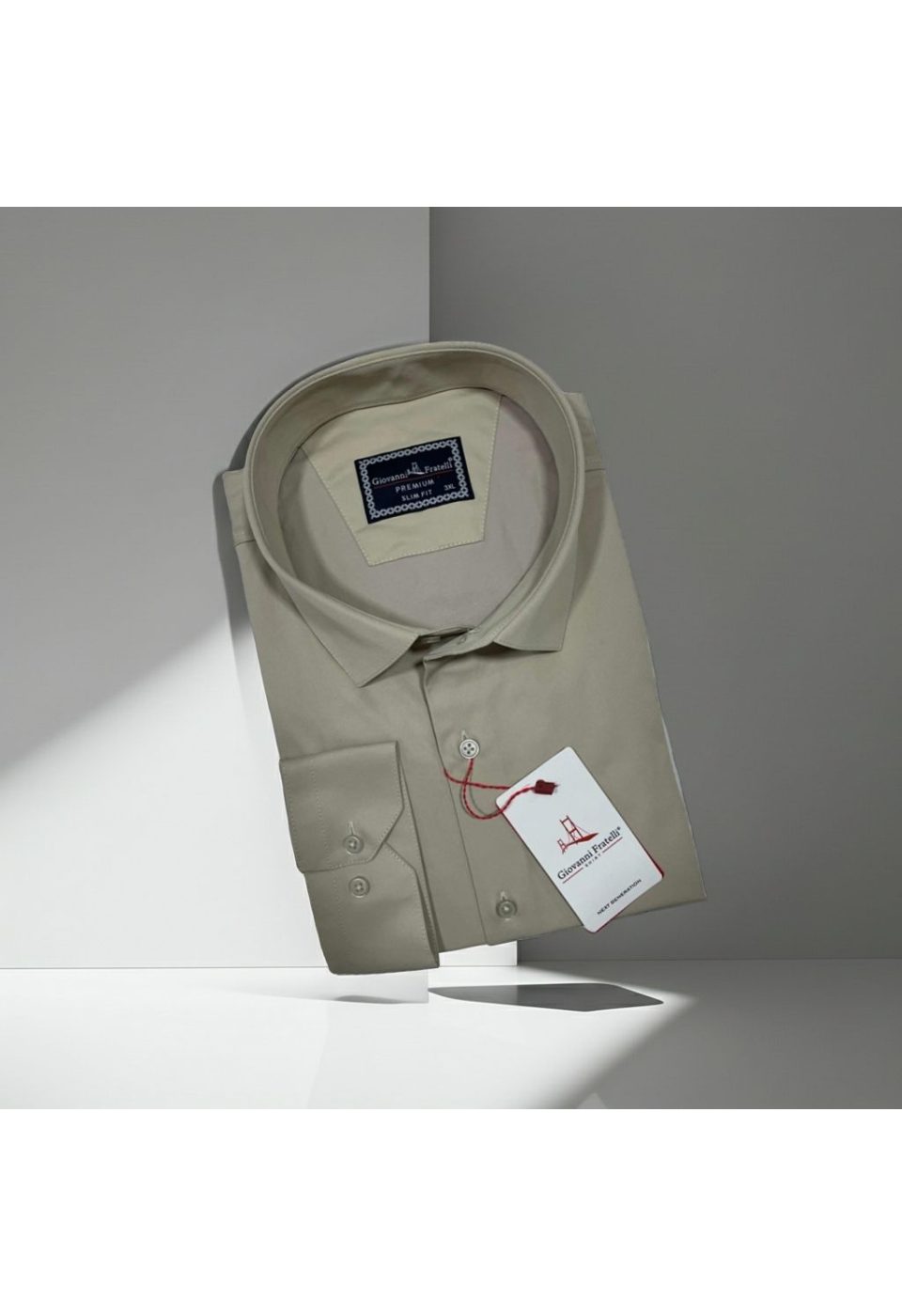 Büyük Beden Slim Fit Uzun Kol Düz Renk Saten Erkek Gömlek 4GMK316051016 - Giovanni Fratelli