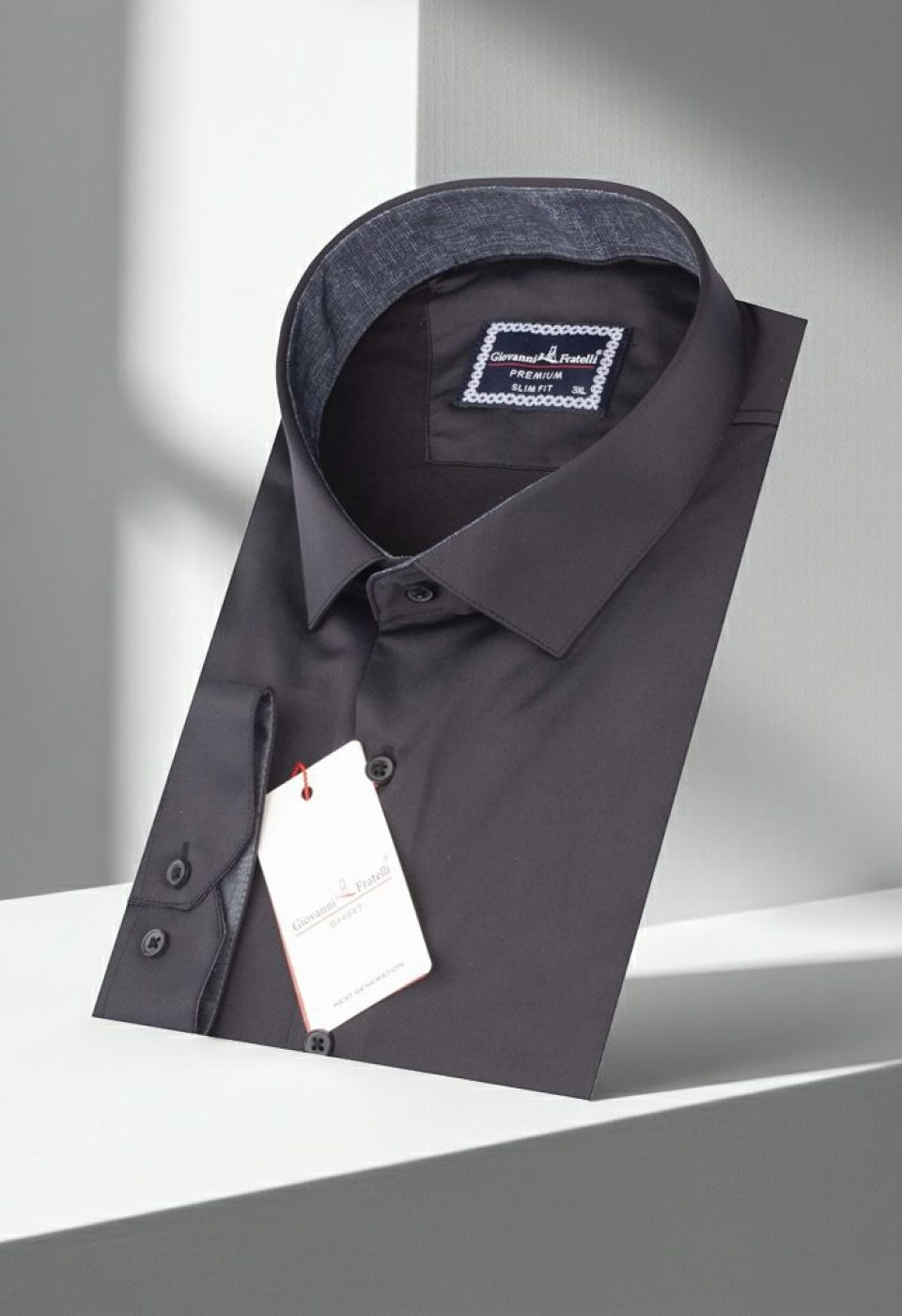 Büyük Beden Slim Fit Uzun Kol Düz Renk Saten Erkek Gömlek 4GMK316051018 - Giovanni Fratelli