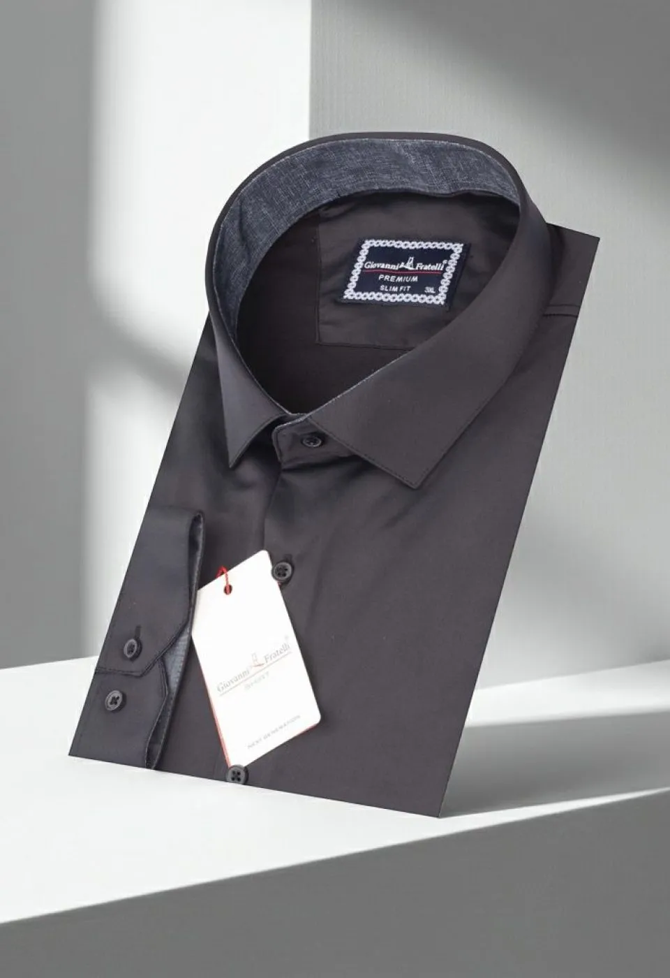 Büyük Beden Slim Fit Uzun Kol Düz Renk Saten Erkek Gömlek 4GMK316051018 - Giovanni Fratelli