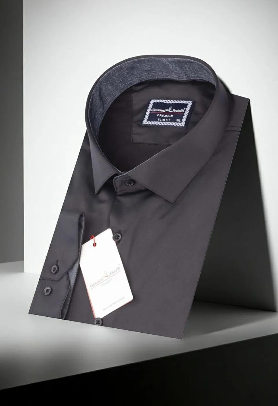 Büyük Beden Slim Fit Uzun Kol Düz Renk Saten Erkek Gömlek 4GMK316051018 - Giovanni Fratelli