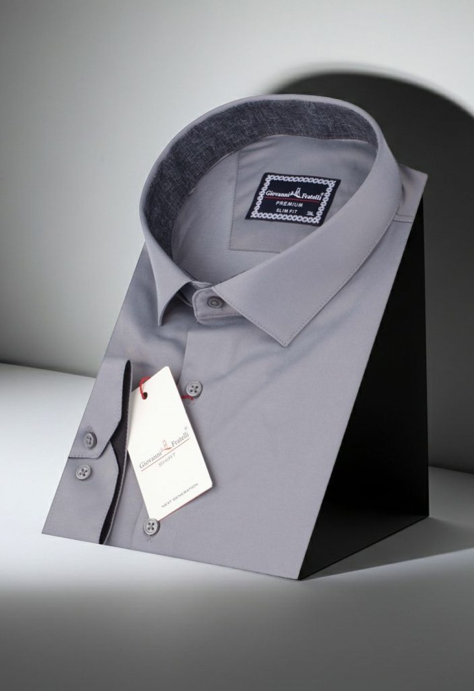 Büyük Beden Slim Fit Uzun Kol Düz Renk Saten Erkek Gömlek 4GMK316051019 - Giovanni Fratelli