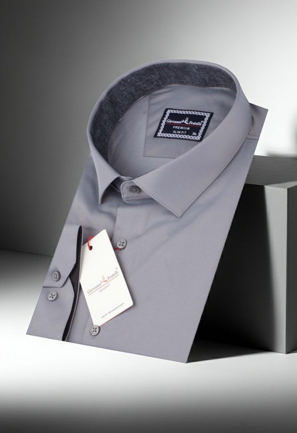 Büyük Beden Slim Fit Uzun Kol Düz Renk Saten Erkek Gömlek 4GMK316051019