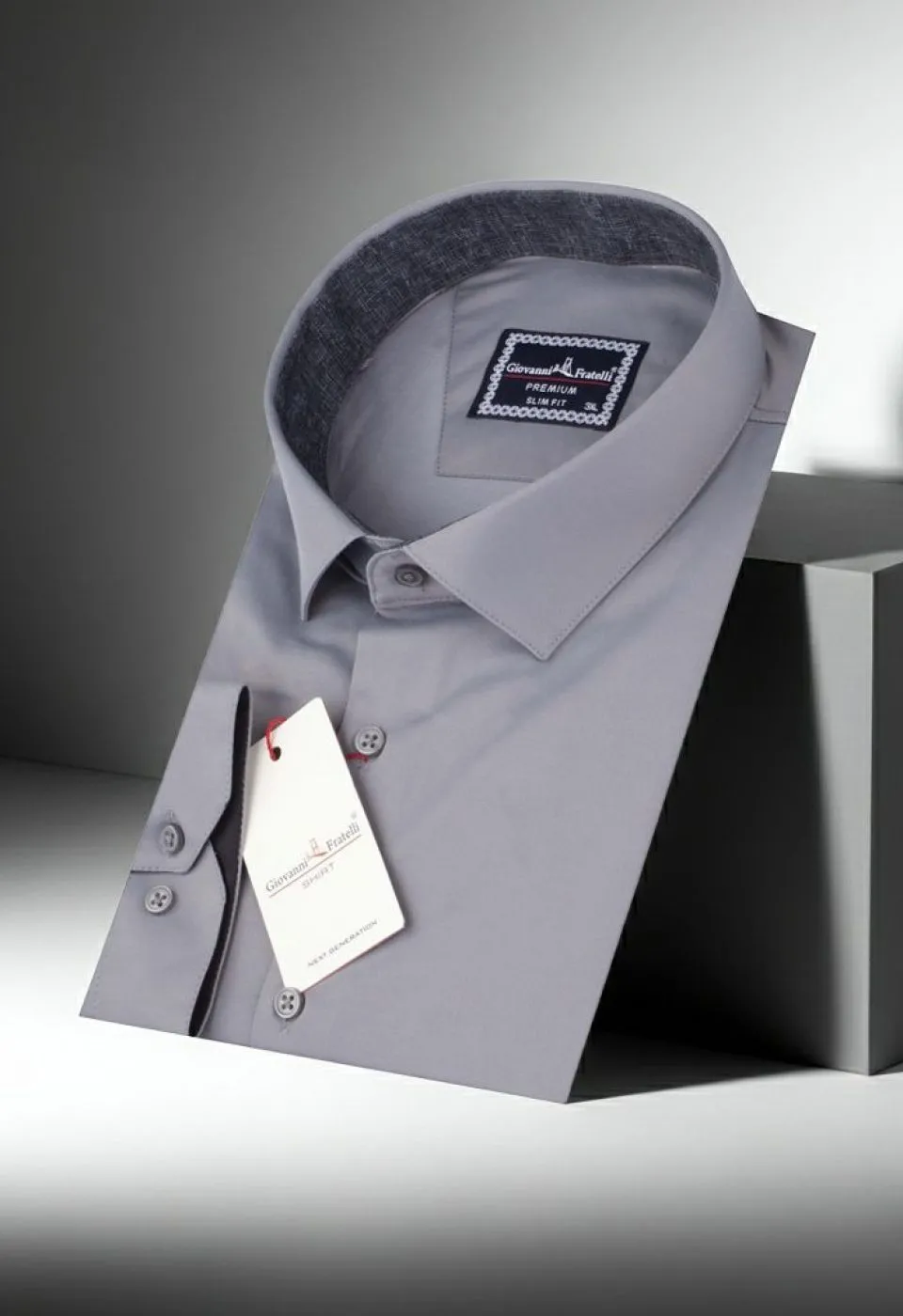 Büyük Beden Slim Fit Uzun Kol Düz Renk Saten Erkek Gömlek 4GMK316051019
