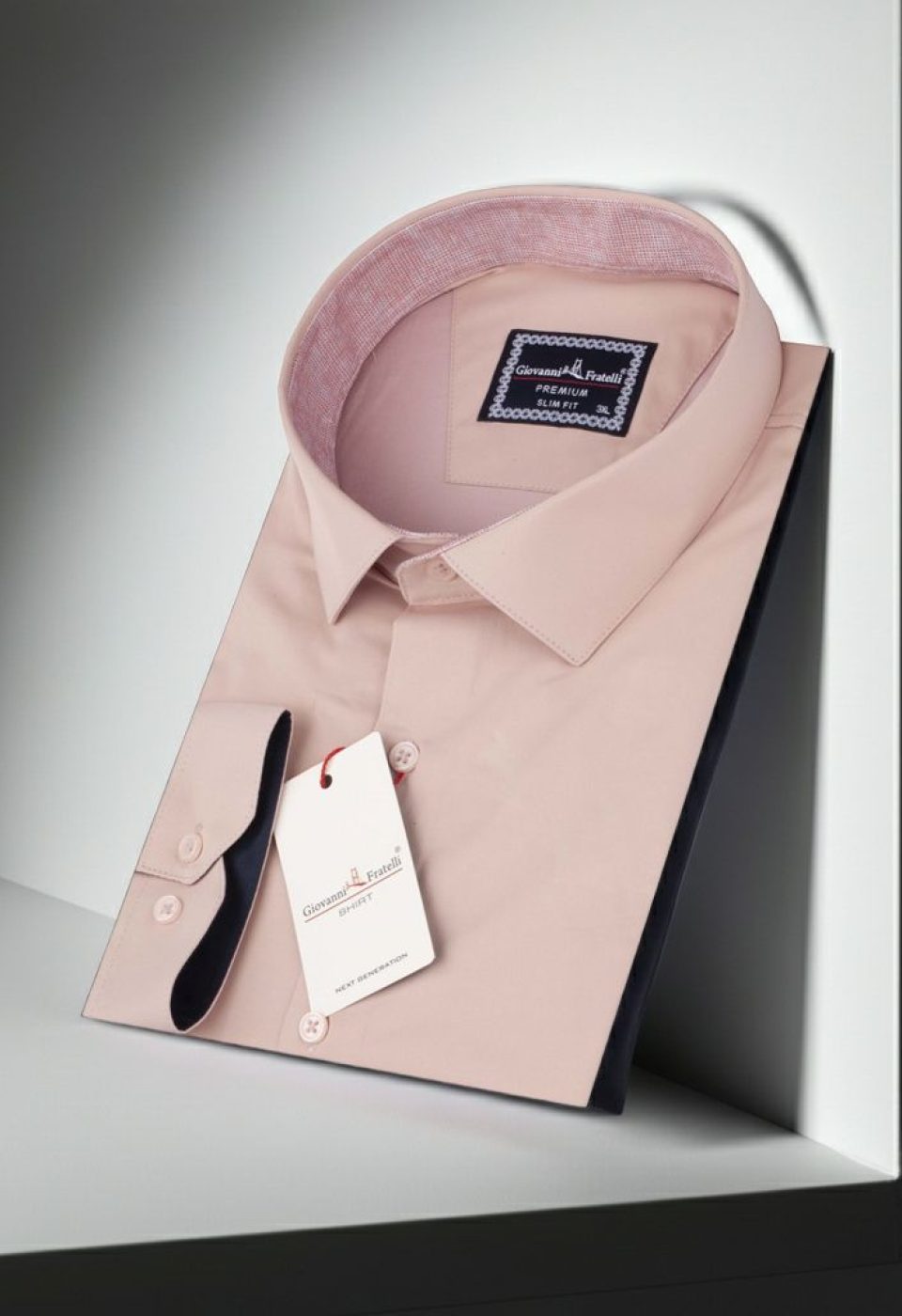 Büyük Beden Slim Fit Uzun Kol Düz Renk Saten Erkek Gömlek 4GMK316051023 - Giovanni Fratelli