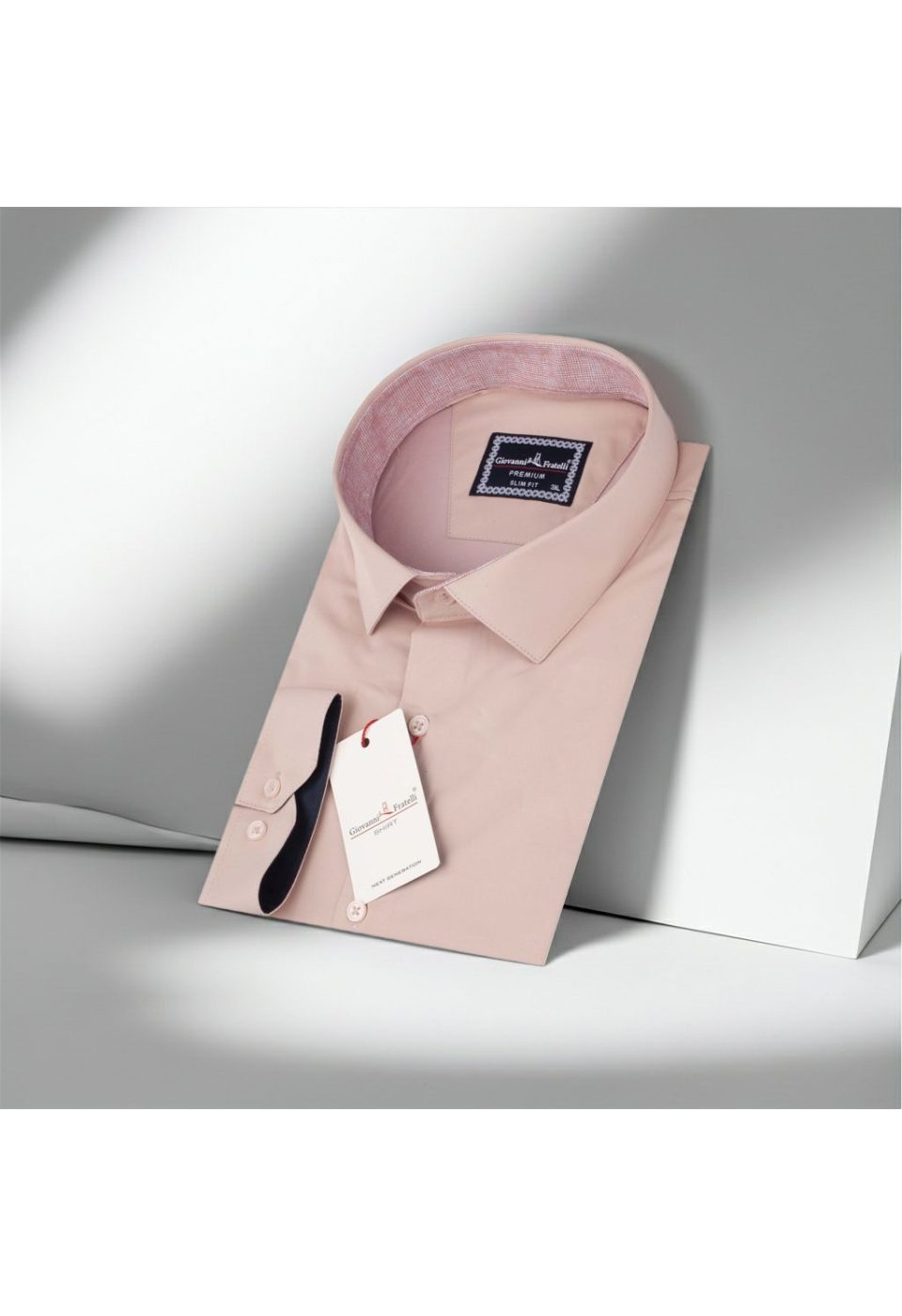 Büyük Beden Slim Fit Uzun Kol Düz Renk Saten Erkek Gömlek 4GMK316051023 - Giovanni Fratelli