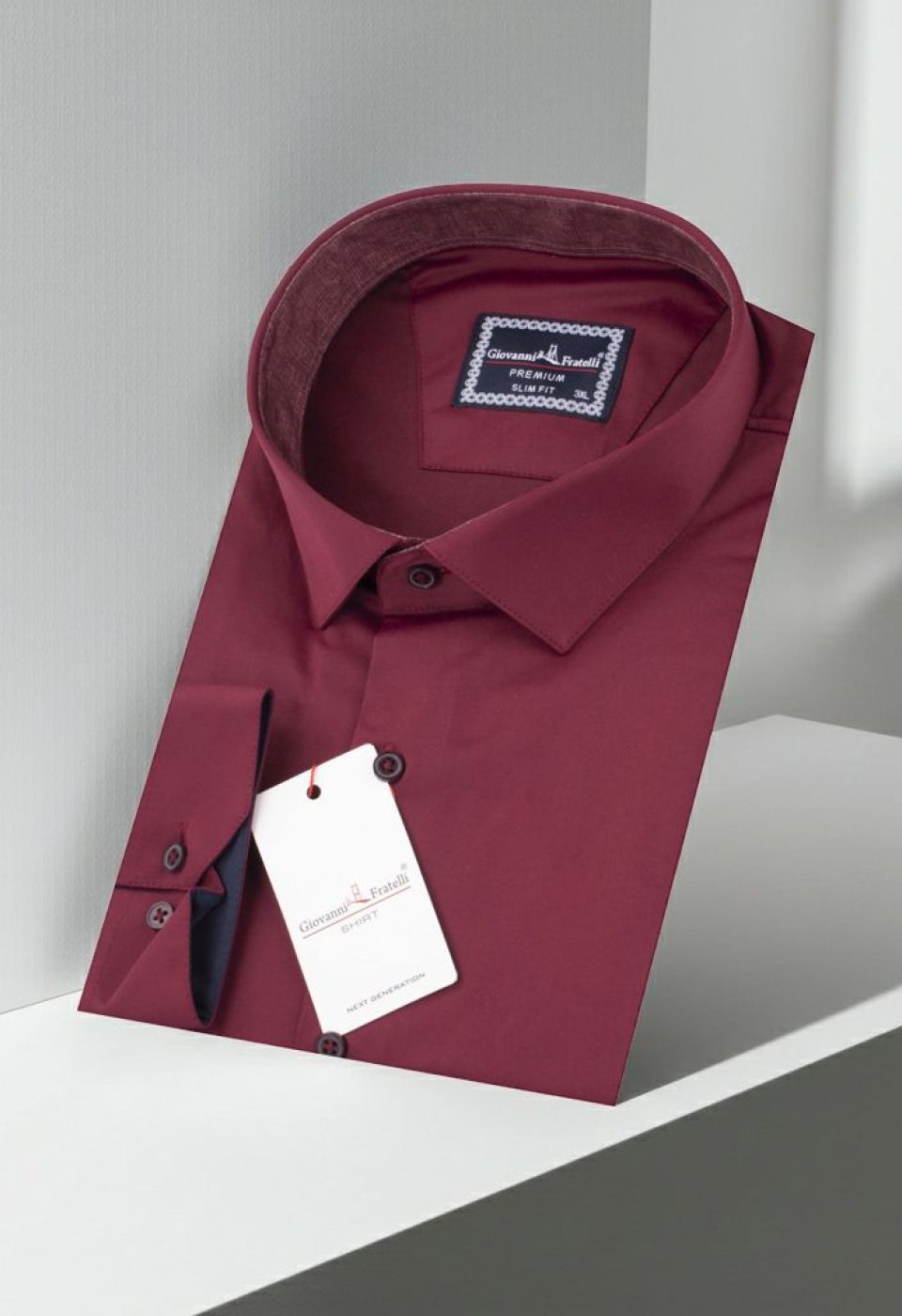 Büyük Beden Slim Fit Uzun Kol Düz Renk Saten Erkek Gömlek 4GMK316051027 - Giovanni Fratelli