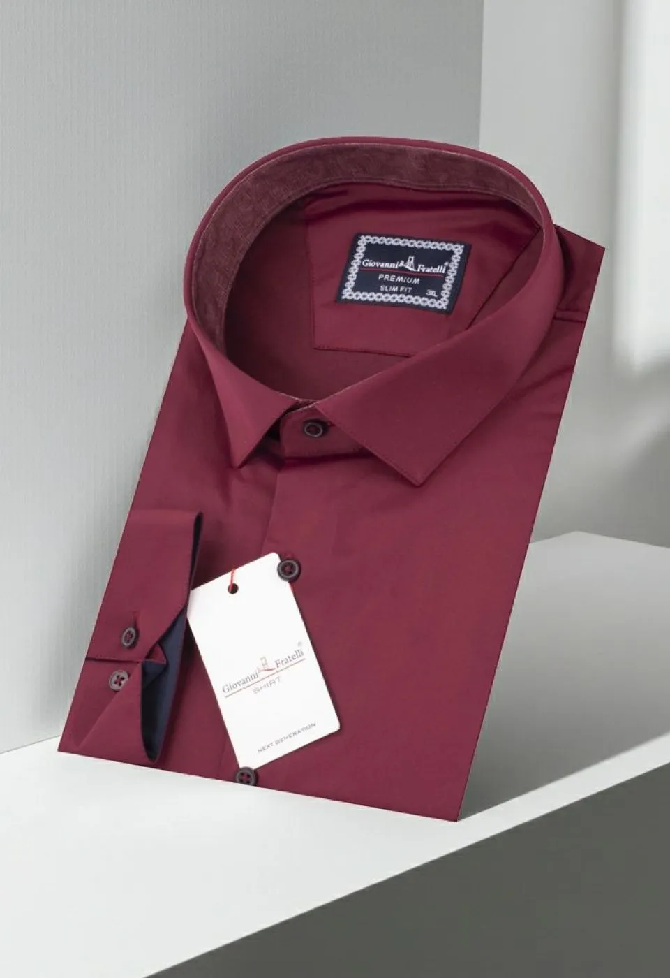 6051 BT CR SATIN 027 Büyük Beden Slim Fit Uzun Kol Düz Renk Saten Erkek Gömlek 4GMK316051027 - Giovanni Fratelli