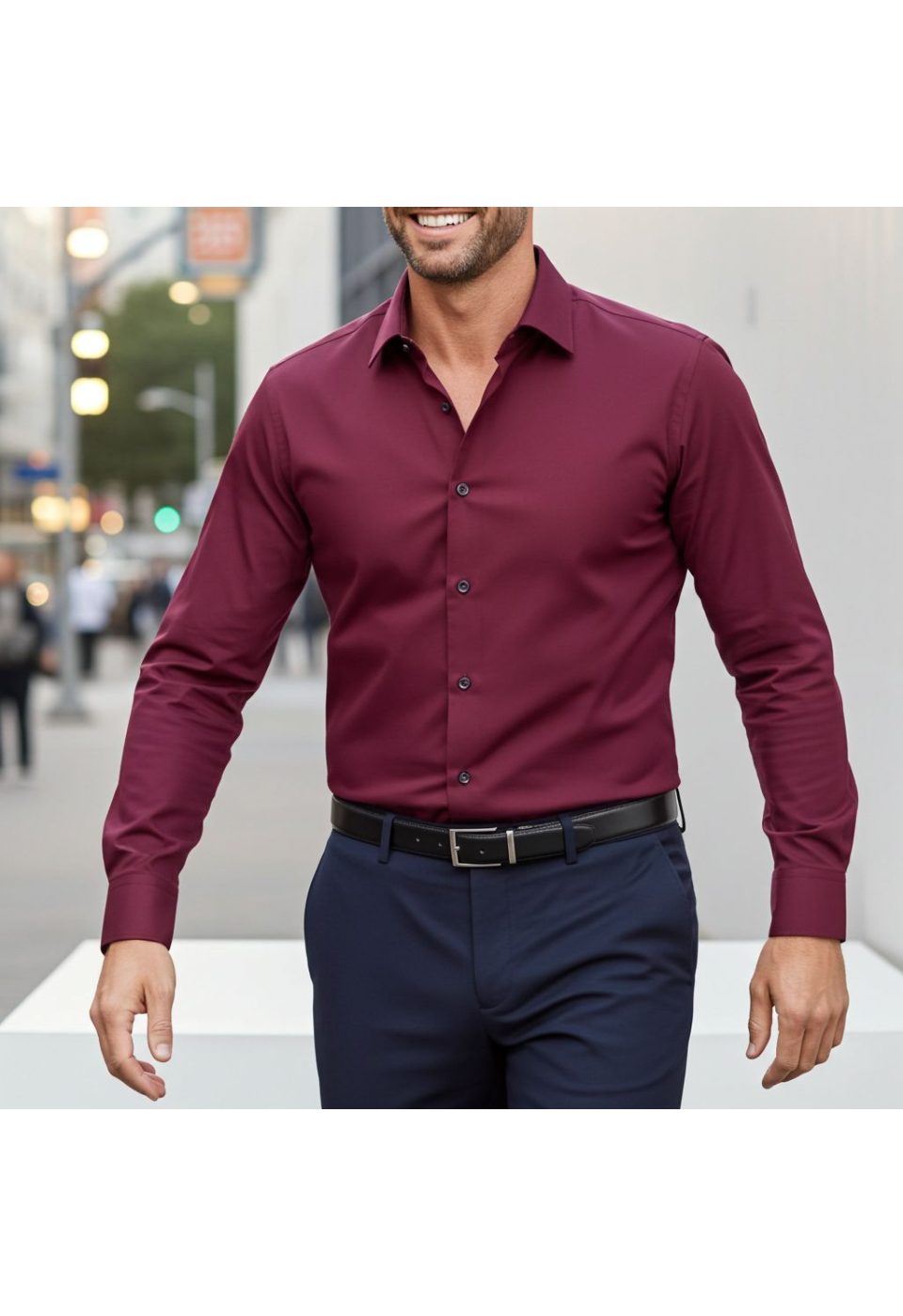 Büyük Beden Slim Fit Uzun Kol Düz Renk Saten Erkek Gömlek 4GMK316051027 - Giovanni Fratelli